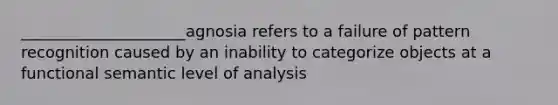 _____________________agnosia refers to a failure of pattern recognition caused by an inability to categorize objects at a functional semantic level of analysis