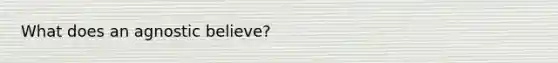 What does an agnostic believe?