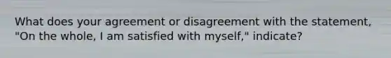 What does your agreement or disagreement with the statement, "On the whole, I am satisfied with myself," indicate?