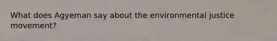 What does Agyeman say about the environmental justice movement?