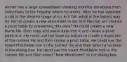 Ahmet has a large spreadsheet showing monthly donations from individuals to the hospital where he works. After he has selected a cell in the desired range of his XLS file, what is the fastest way for him to create a new worksheet in the XLS file that will contain a pivot table for presenting this data? He could create a new blank file, then copy and paste data into it and create a pivot table in it. He could use the Save As button to create a duplicate of the current file and then create a pivot table. He could use the Insert PivotTable tool in the current file and then select a location in the dialog box. He could use the Insert PivotTable tool in the current file and then select "New Worksheet" in the dialog box.