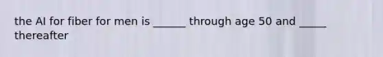 the AI for fiber for men is ______ through age 50 and _____ thereafter