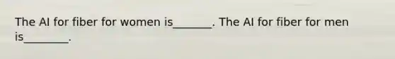 The AI for fiber for women is_______. The AI for fiber for men is________.