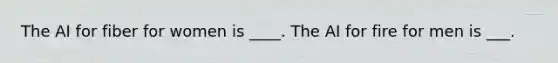 The AI for fiber for women is ____. The AI for fire for men is ___.