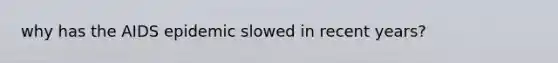 why has the AIDS epidemic slowed in recent years?