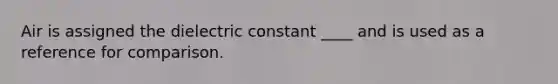 Air is assigned the dielectric constant ____ and is used as a reference for comparison.