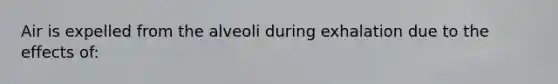 Air is expelled from the alveoli during exhalation due to the effects of: