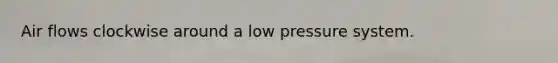 Air flows clockwise around a low pressure system.