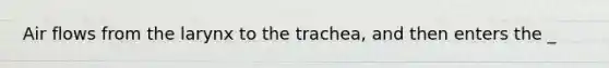 Air flows from the larynx to the trachea, and then enters the _