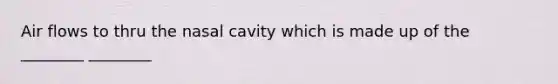 Air flows to thru the nasal cavity which is made up of the ________ ________