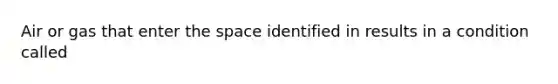 Air or gas that enter the space identified in results in a condition called