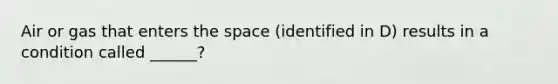 Air or gas that enters the space (identified in D) results in a condition called ______?