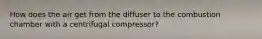 How does the air get from the diffuser to the combustion chamber with a centrifugal compressor?