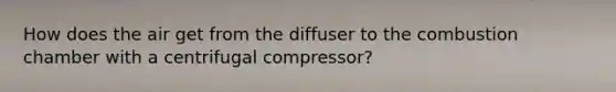 How does the air get from the diffuser to the combustion chamber with a centrifugal compressor?