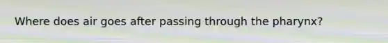 Where does air goes after passing through the pharynx?