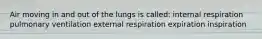 Air moving in and out of the lungs is called: internal respiration pulmonary ventilation external respiration expiration inspiration