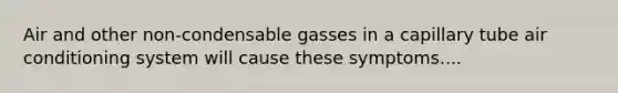 Air and other non-condensable gasses in a capillary tube air conditioning system will cause these symptoms....