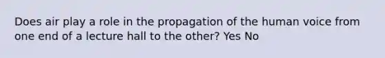 Does air play a role in the propagation of the human voice from one end of a lecture hall to the other? Yes No