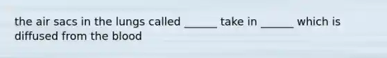 the air sacs in the lungs called ______ take in ______ which is diffused from the blood