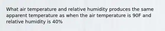 What air temperature and relative humidity produces the same apparent temperature as when the air temperature is 90F and relative humidity is 40%