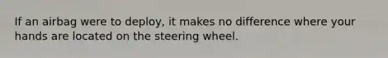 If an airbag were to deploy, it makes no difference where your hands are located on the steering wheel.