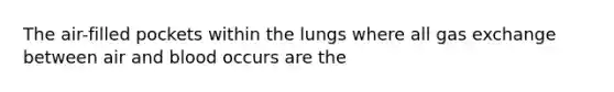 The air-filled pockets within the lungs where all gas exchange between air and blood occurs are the