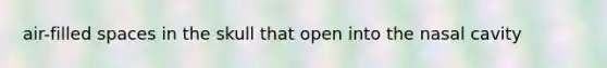 air-filled spaces in the skull that open into the nasal cavity