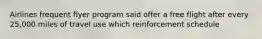 Airlines frequent flyer program said offer a free flight after every 25,000 miles of travel use which reinforcement schedule