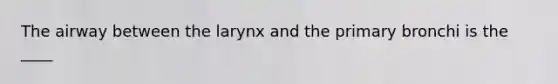 The airway between the larynx and the primary bronchi is the ____