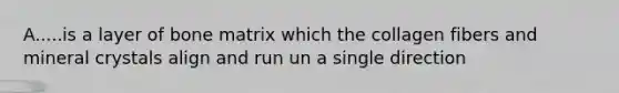 A.....is a layer of bone matrix which the collagen fibers and mineral crystals align and run un a single direction