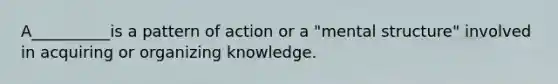 A__________is a pattern of action or a "mental structure" involved in acquiring or organizing knowledge.