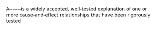 A-------is a widely accepted, well-tested explanation of one or more cause-and-effect relationships that have been rigorously tested