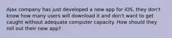 Ajax company has just developed a new app for iOS, they don't know how many users will download it and don't want to get caught without adequate computer capacity. How should they roll out their new app?