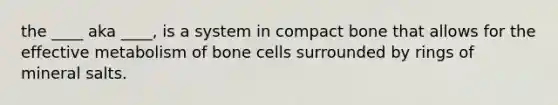 the ____ aka ____, is a system in compact bone that allows for the effective metabolism of bone cells surrounded by rings of mineral salts.