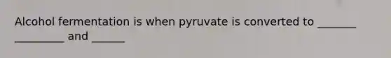 Alcohol fermentation is when pyruvate is converted to _______ _________ and ______