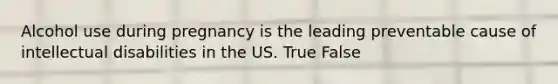 Alcohol use during pregnancy is the leading preventable cause of intellectual disabilities in the US. True False
