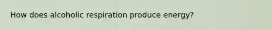 How does alcoholic respiration produce energy?