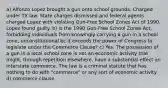 a) Alfonzo Lopez brought a gun onto school grounds. Charged under TX law. State charges dismissed and federal agents charged Lopez with violating Gun-Free School Zones Act of 1990. Lopez found guilty. b) Is the 1990 Gun-Free School Zones Act, forbidding individuals from knowingly carrying a gun in a school zone, unconstitutional bc it exceeds the power of Congress to legislate under the Commerce Clause? c) Yes. The possession of a gun in a local school zone is not an economic activity that might, through repetition elsewhere, have a substantial effect on interstate commerce. The law is a criminal statute that has nothing to do with "commerce" or any sort of economic activity. d) commerce clause