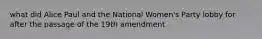 what did Alice Paul and the National Women's Party lobby for after the passage of the 19th amendment