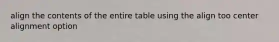 align the contents of the entire table using the align too center alignment option