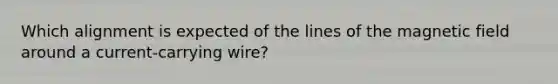 Which alignment is expected of the lines of the magnetic field around a current-carrying wire?