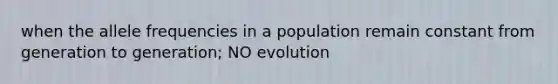 when the allele frequencies in a population remain constant from generation to generation; NO evolution