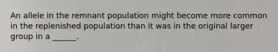 An allele in the remnant population might become more common in the replenished population than it was in the original larger group in a ______.