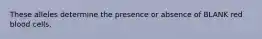 These alleles determine the presence or absence of BLANK red blood cells.