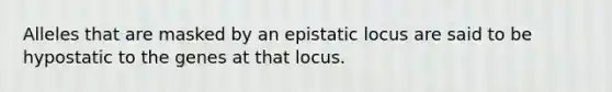 Alleles that are masked by an epistatic locus are said to be hypostatic to the genes at that locus.