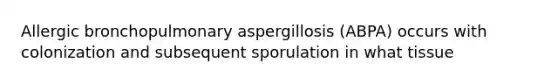 Allergic bronchopulmonary aspergillosis (ABPA) occurs with colonization and subsequent sporulation in what tissue