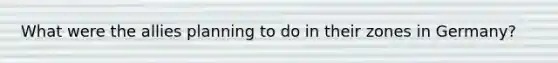 What were the allies planning to do in their zones in Germany?