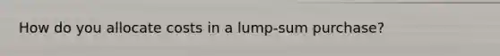 How do you allocate costs in a lump-sum purchase?