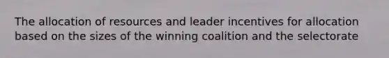 The allocation of resources and leader incentives for allocation based on the sizes of the winning coalition and the selectorate