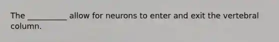 The __________ allow for neurons to enter and exit the vertebral column.